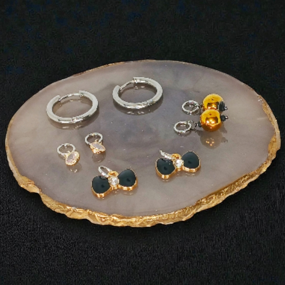 Silver Hoops Multiple Charms Mixed Metals Preppy New Age Grunge Glam Luxe Bling